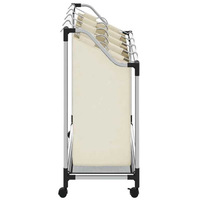 vidaXL veļas kaste, 4 nodalījumi, krēmkrāsā, tērauds