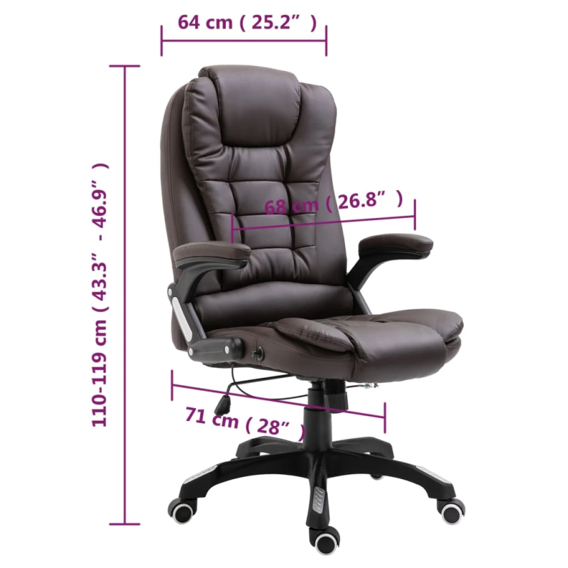 vidaXL biroja krēsls, brūna mākslīgā āda