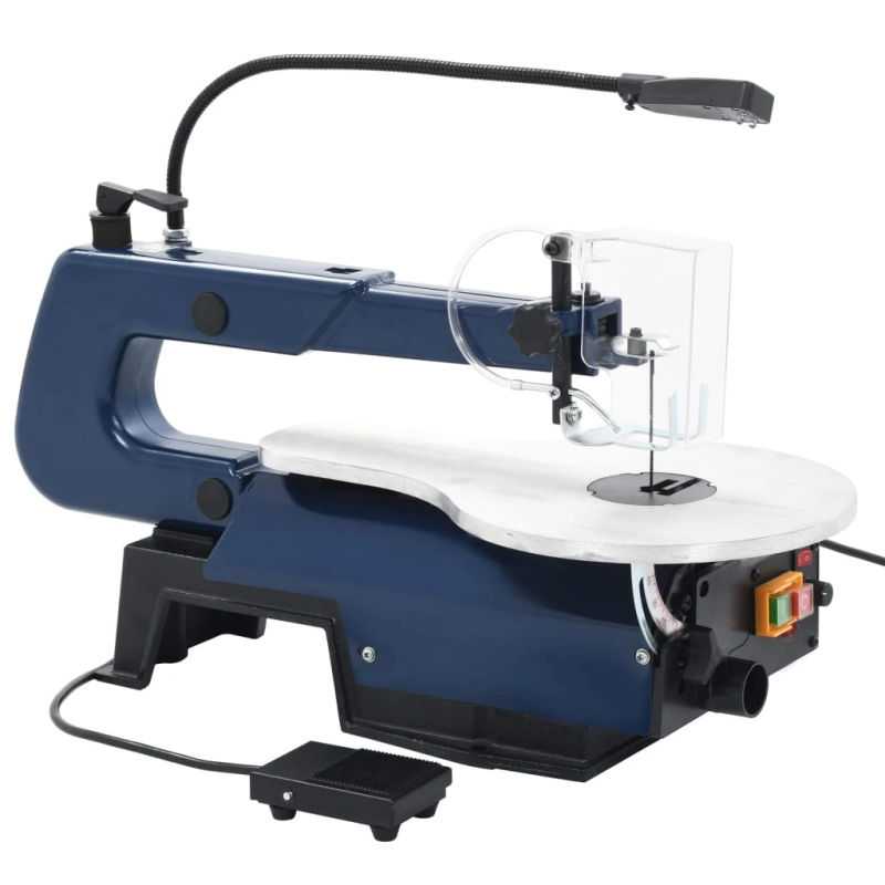 vidaXL elektriskais finierzāģis ar kājas pedāli un LED gaismu, 125 W