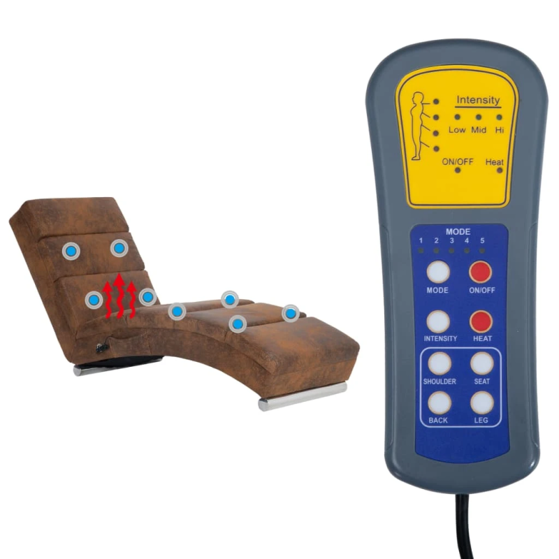 vidaXL masāžas zvilnis, brūna mākslīgā zamšāda