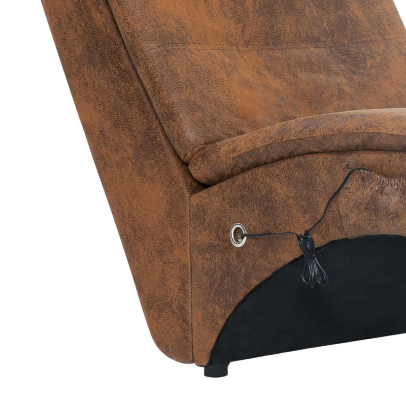 vidaXL masāžas zvilnis ar spilvenu, brūna mākslīgā zamšāda