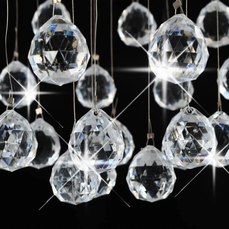 vidaXL lustra ar kristāla pērlītēm, sudraba krāsā, sfēriska, 3 x G9