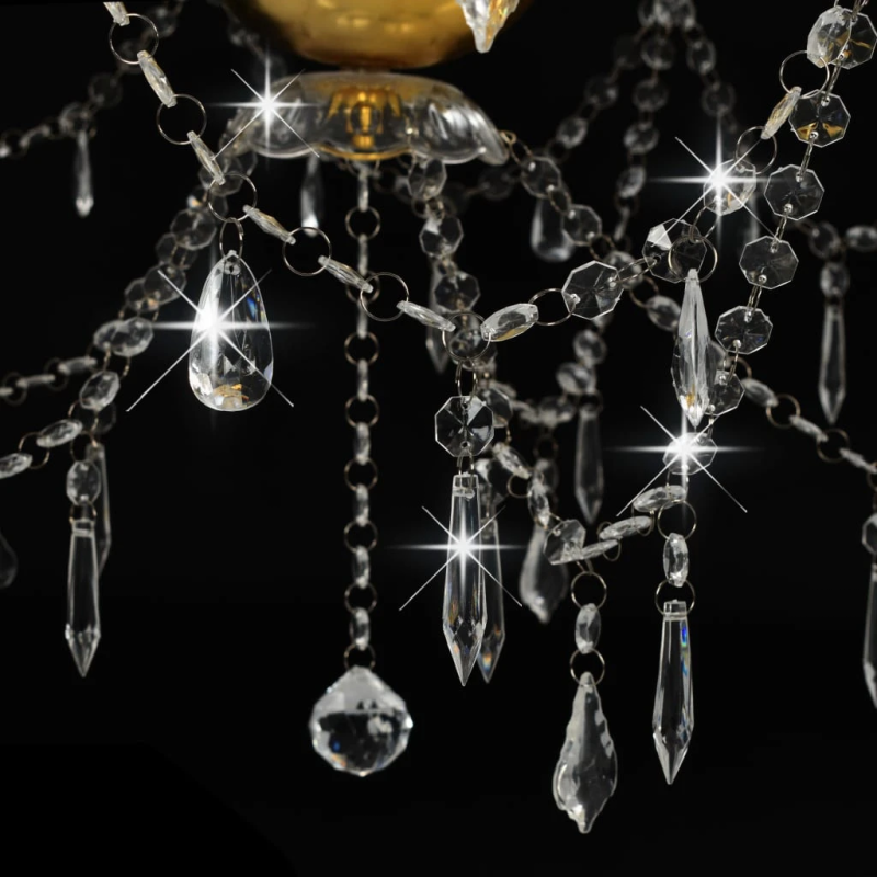 vidaXL lustra, 2 līmeņi, zelta krāsā, 15 x E14 spuldzes