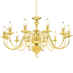 vidaXL lustra, zelta krāsā, 12 x E14 spuldzes