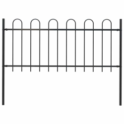 vidaXL dārza žogs ar stīpām augšpusē, tērauds, 181x80 cm, melns