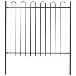 vidaXL dārza žogs ar stīpām augšpusē, tērauds, 181x150 cm, melns