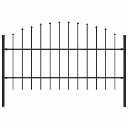 vidaXL dārza žogs ar šķēpu galiem, tērauds, 181x100 cm, melns