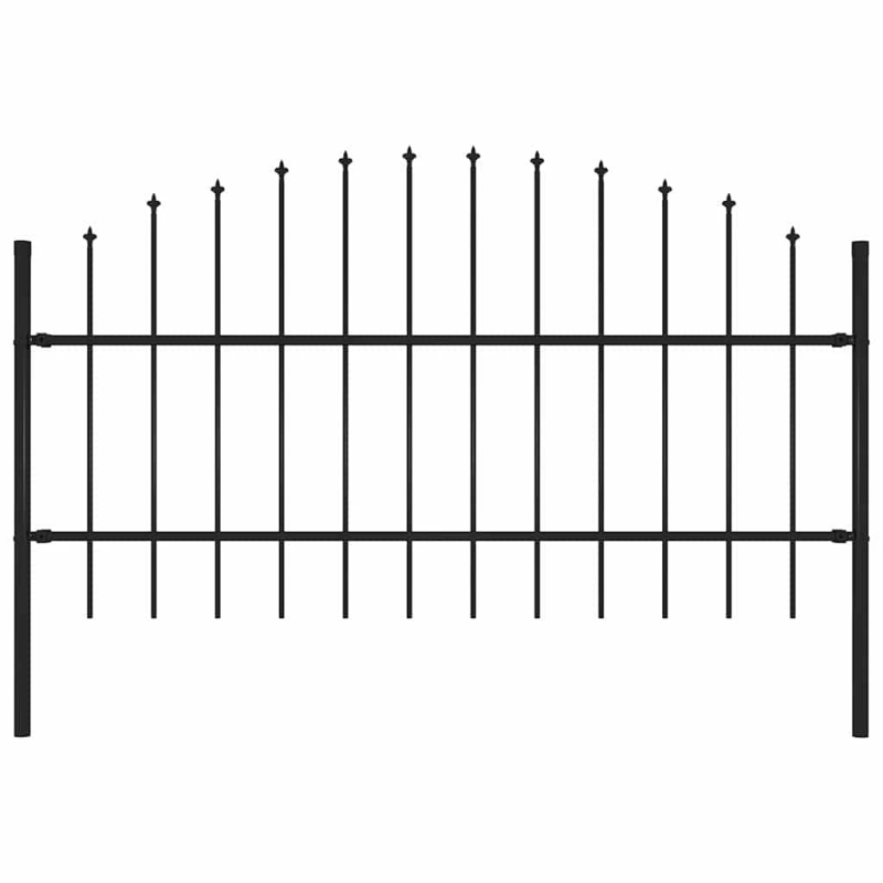 vidaXL dārza žogs ar šķēpu galiem, tērauds, 181x100 cm, melns