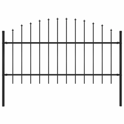 vidaXL dārza žogs ar šķēpu galiem, tērauds, 181x125 cm, melns