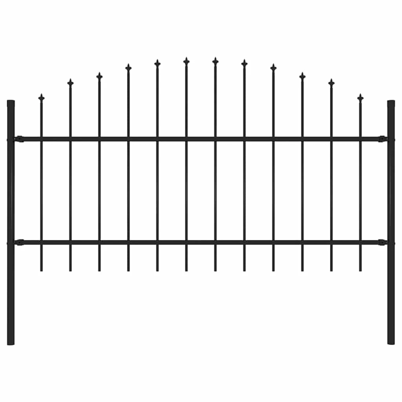 vidaXL dārza žogs ar šķēpu galiem, tērauds, 181x125 cm, melns