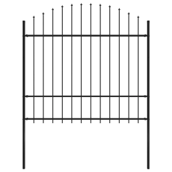 vidaXL dārza žogs ar šķēpu galiem, tērauds, 181x175 cm, melns