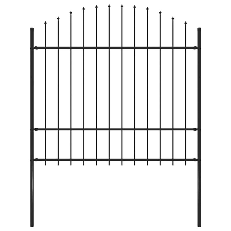 vidaXL dārza žogs ar šķēpu galiem, tērauds, 181x175 cm, melns