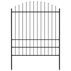vidaXL dārza žogs ar šķēpu galiem, tērauds, 181x200 cm, melns