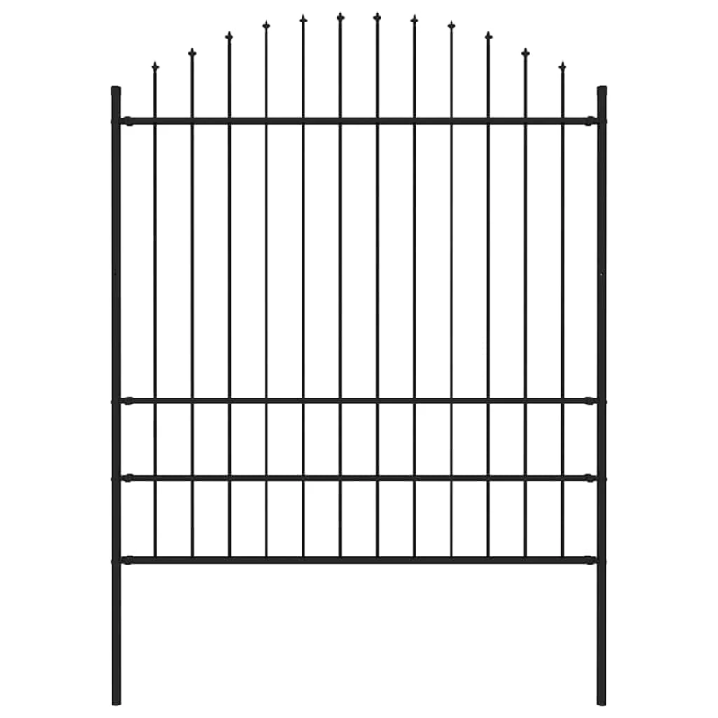 vidaXL dārza žogs ar šķēpu galiem, tērauds, 181x200 cm, melns