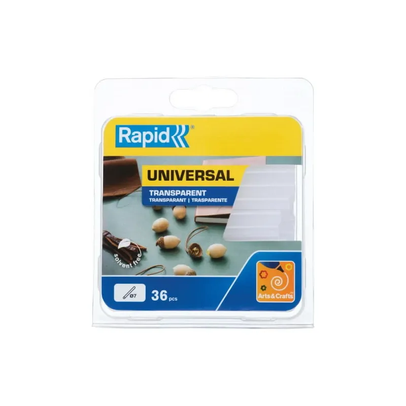 Klijų strypelis Rapid, 10 cm x 0.72 cm, skaidri sp., 0.115 kg, 36 vnt.