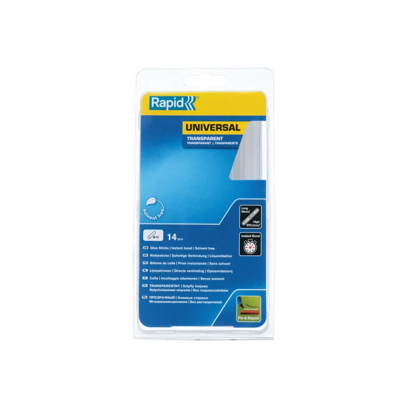 Glue sticks 12x190mm, multi purpose, transparent, 250g, Rapid