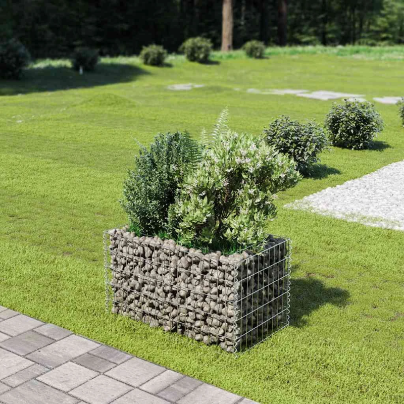 vidaXL gabions, augstā puķu kaste, cinkots tērauds, 90x50x50 cm
