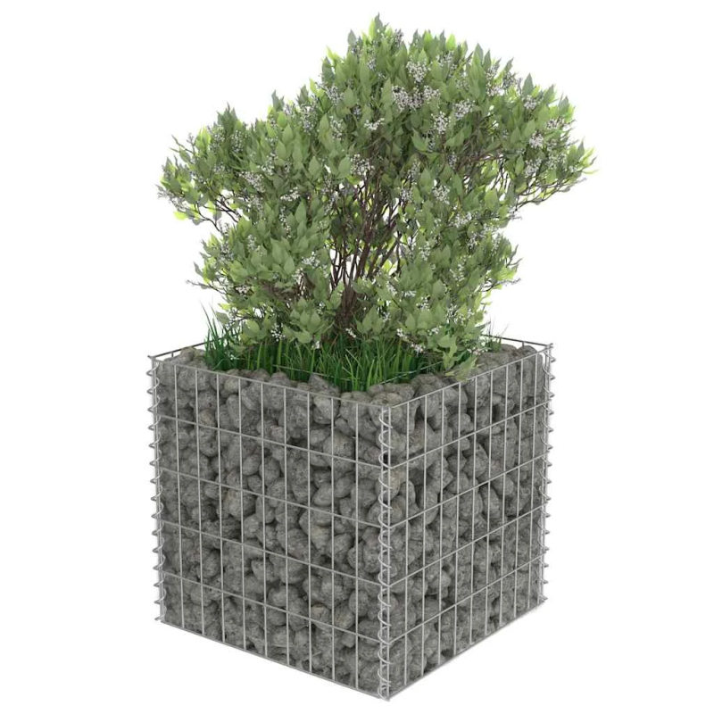 vidaXL gabions, augstā puķu kaste, cinkots tērauds, 50x50x50 cm