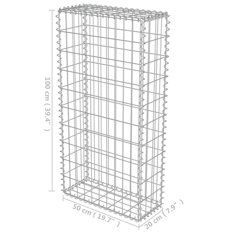 vidaXL gabions ar vāku, cinkots tērauds, 50x20x100 cm