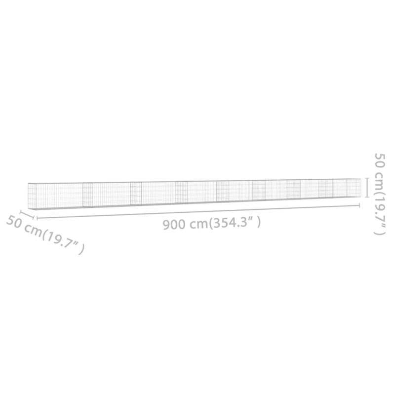 vidaXL gabions ar vāku, cinkots tērauds, 900x50x50 cm