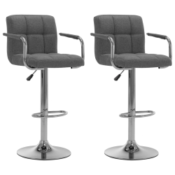 vidaXL bāra krēsli, 2 gab., gaiši pelēks audums