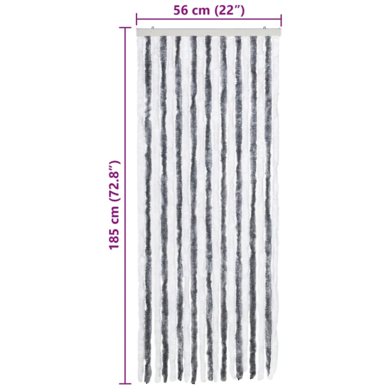 vidaXL kukaiņu aizkars, 56x185 cm, pelēks un balts šenils