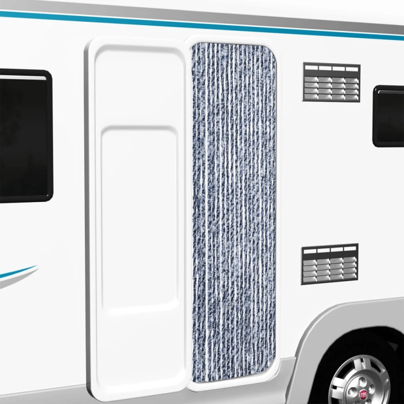 vidaXL kukaiņu aizkars, 56x185cm, zils, balts un sudraba krāsas šenils