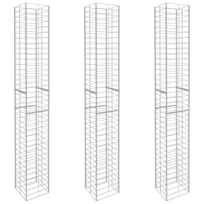 vidaXL gabionu grozi, 3 gab., cinkots tērauds, 25x25x197 cm