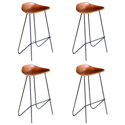 vidaXL bāra krēsli, 4 gab., brūna dabīgā āda