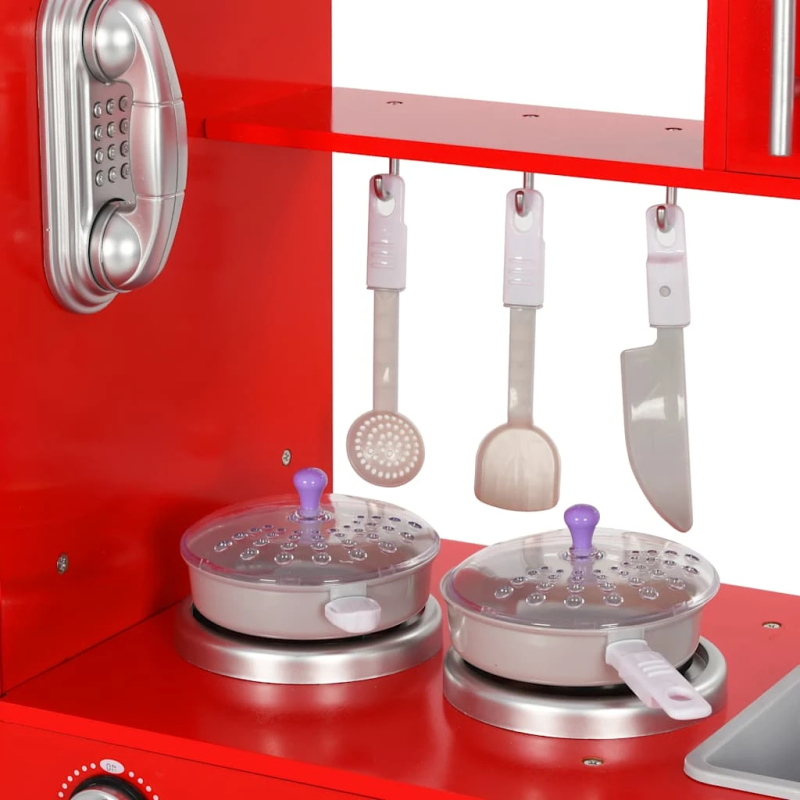 vidaXL bērnu rotaļu virtuve, MDF, 84x31x89 cm, sarkana