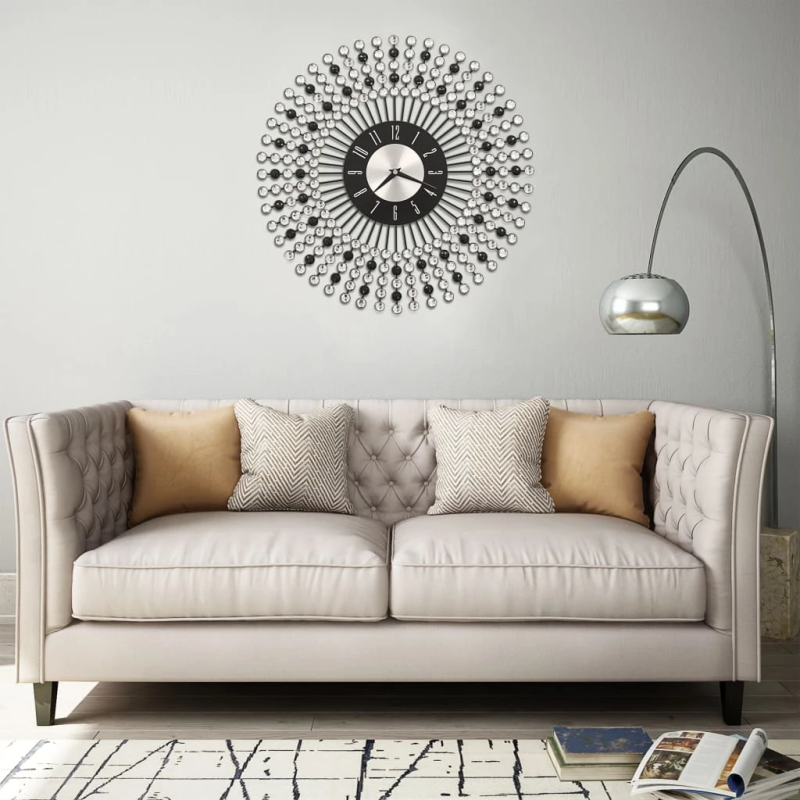 vidaXL sienas pulkstenis, 43 cm, metāls, melns