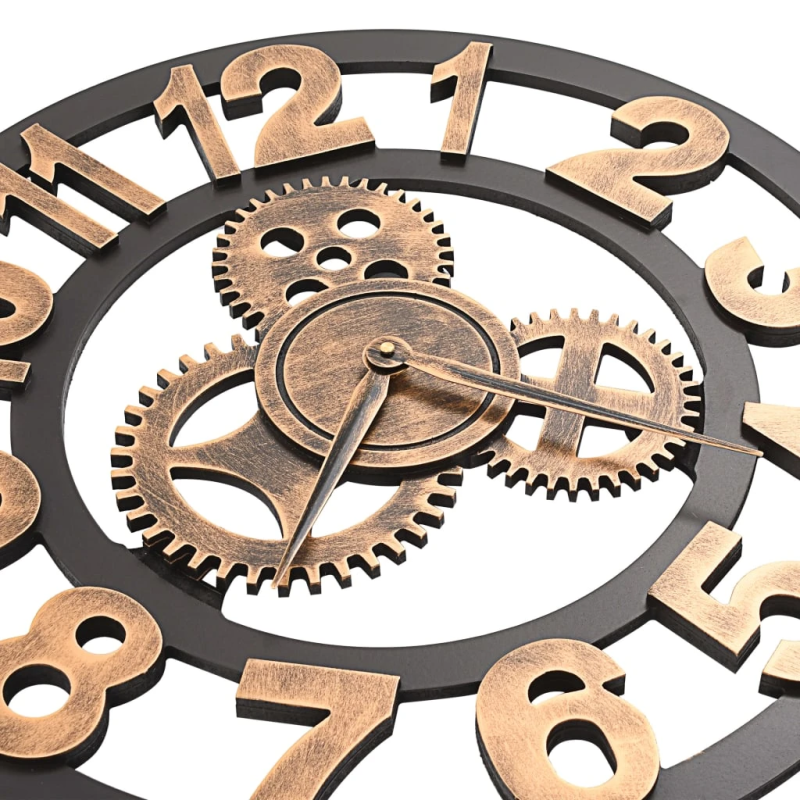 vidaXL sienas pulkstenis, 58 cm, metāls, zelta un melna krāsa