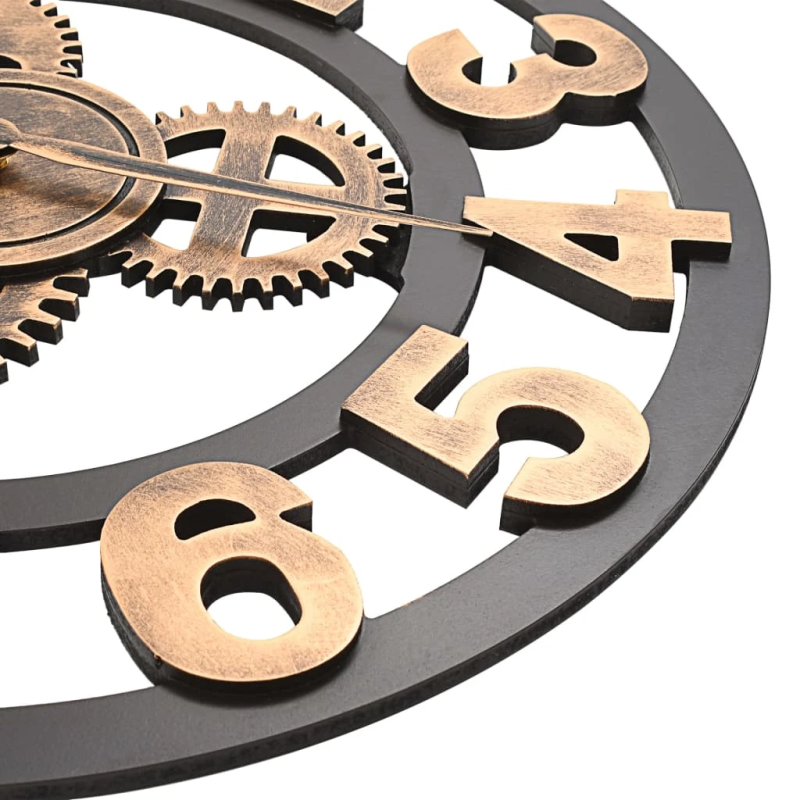 vidaXL sienas pulkstenis, 58 cm, metāls, zelta un melna krāsa