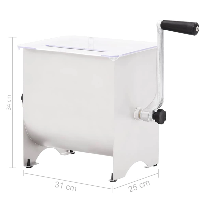 vidaXL manuāls gaļas maisītājs ar vāku, nerūsējošs tērauds