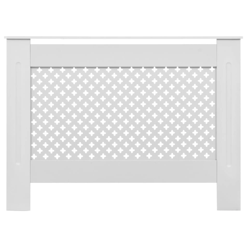 vidaXL radiatora pārsegs, balts, 112x19x81,5 cm, MDF