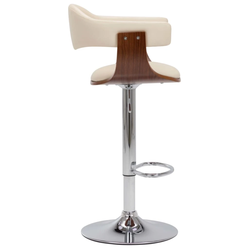 vidaXL bāra krēsli, 2 gab., izliekts koks, krēmkrāsas mākslīgā āda