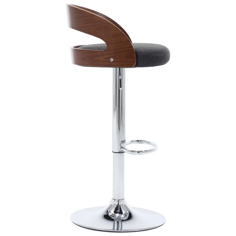 vidaXL bāra krēsli, 2 gab., tumši pelēks audums, liekts koks