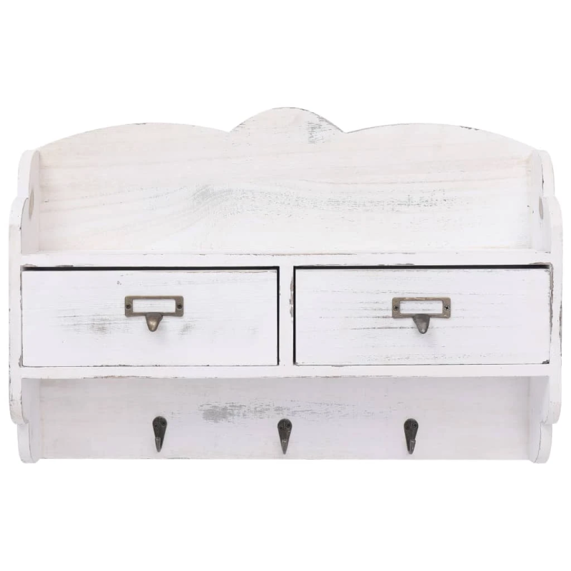 vidaXL sienas drēbju pakaramais, balts, 50x10x34 cm, koks