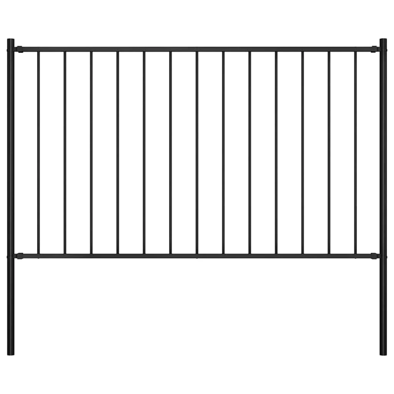 vidaXL žoga panelis ar stabiem, pulverkrāsots tērauds, 1,81x0,75 m, melns