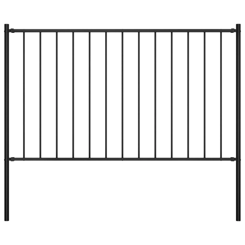 vidaXL žoga panelis ar stabiem, pulverkrāsots tērauds, 1,81x1 m, melns