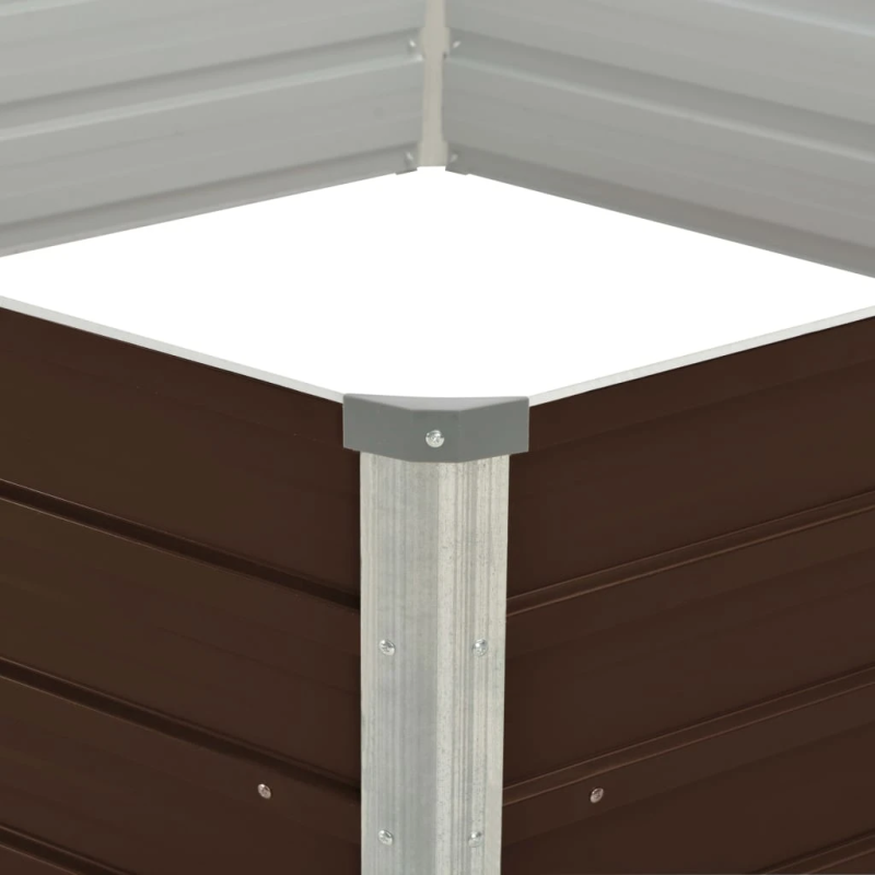 vidaXL augstā puķu kaste, 129x129x46 cm, cinkots tērauds, brūna