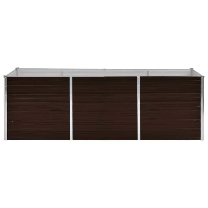 vidaXL augstā puķu kaste, brūna, 240x80x77 cm, cinkots tērauds