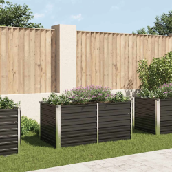 vidaXL augstā puķu kaste, 160x80x77cm, cinkots tērauds, antracītpelēka