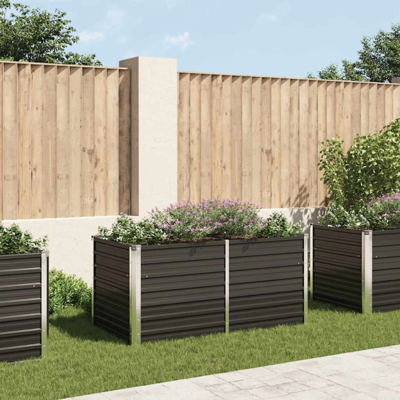 vidaXL augstā puķu kaste, 160x80x77cm, cinkots tērauds, antracītpelēka