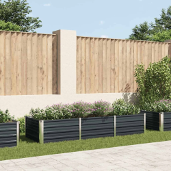 vidaXL augstā puķu kaste, pelēka, 240x80x45 cm, cinkots tērauds