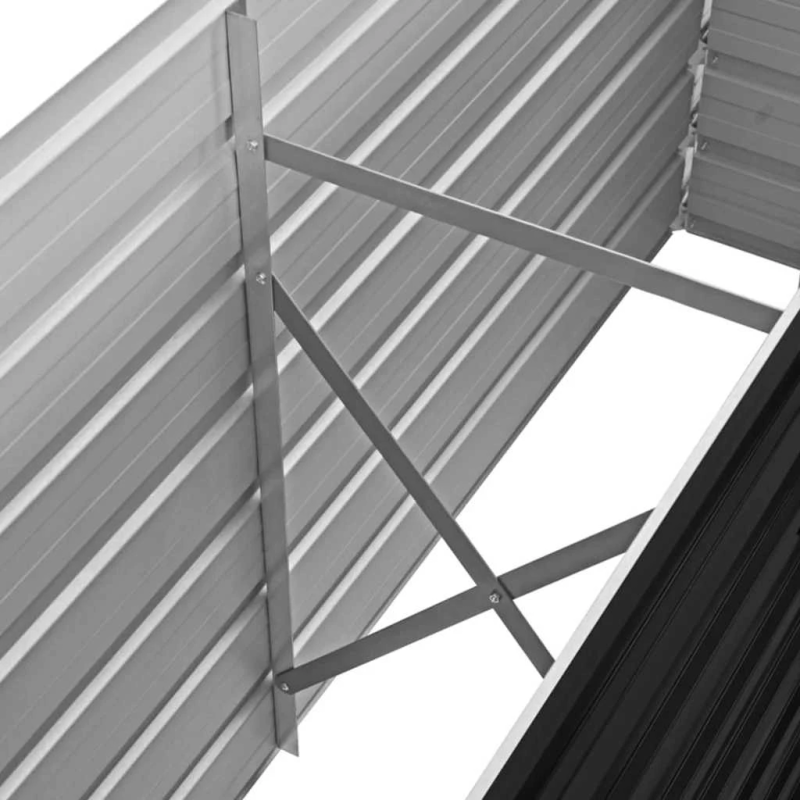 vidaXL augstā puķu kaste, pelēka, 160x40x77 cm, cinkots tērauds