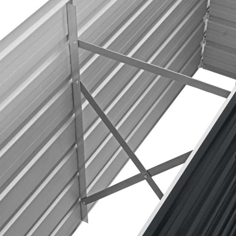 vidaXL augstā puķu kaste, pelēka, 160x40x45 cm, cinkots tērauds