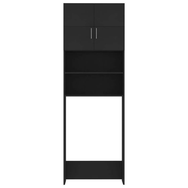 vidaXL veļasmašīnas plaukts, 64x25,5x190 cm, inženierijas koks, melns