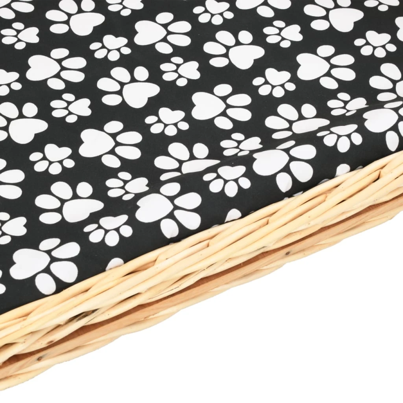 vidaXL suņu gulta ar spilvenu, 90x54x35 cm, dabīgs vītols