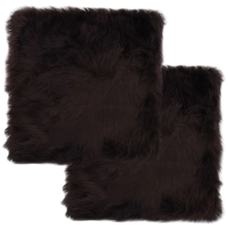 vidaXL krēslu paliktņi, 2 gab., 40x40 cm, dabīga aitāda, brūni